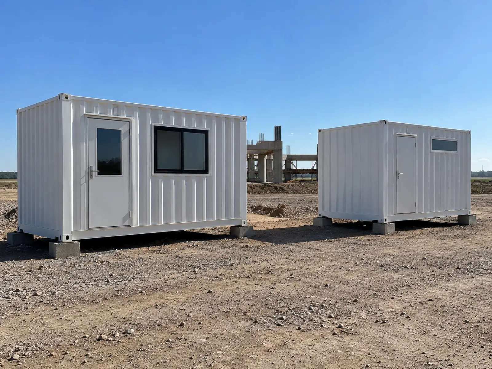 Contenedores habitables de 20 pies en un predio de obra en Córdoba