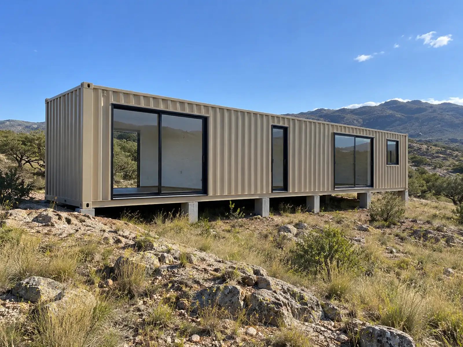 Casa container en un lote serrano de Córdoba